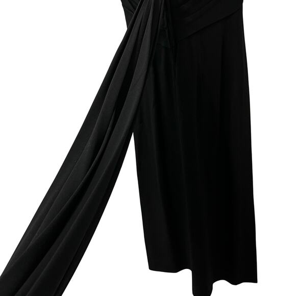 Vintage  Black Cocktail Dress Cap Sleeves Train Size Medium Hatlileu - Picture 12 of 14